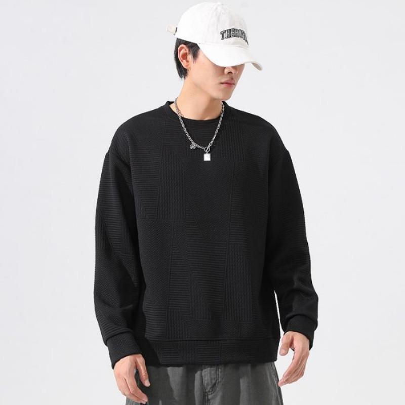 Men S Plus Size Loose Round Neck Long Sleeve Casual Striped Pullover Sweatshirt