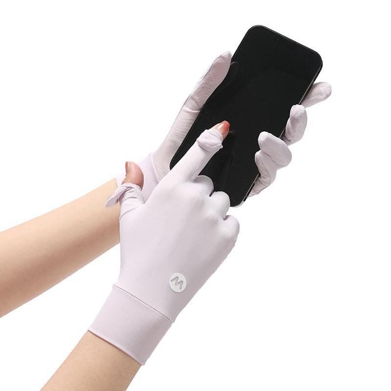 UV Protection Driving Gloves Women Lightweight Ice Silk Long Finger Anti-Slip Touchscreen Compatible Outdoor Cycling