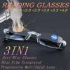 FG Men Women Rimless Reading Glasses Bifocal Presbyopia Remote and Near Dual-use Anti Blue Light Presbyopic Glasses +100-+400