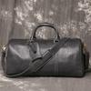 Borsa da Fitness Portatile da Uomo in Vera Pelle, Borsa a Spalla/Tracolla in Pelle di Mucca, Borsa da Viaggio d'Affari con Scomparto per Scarpe