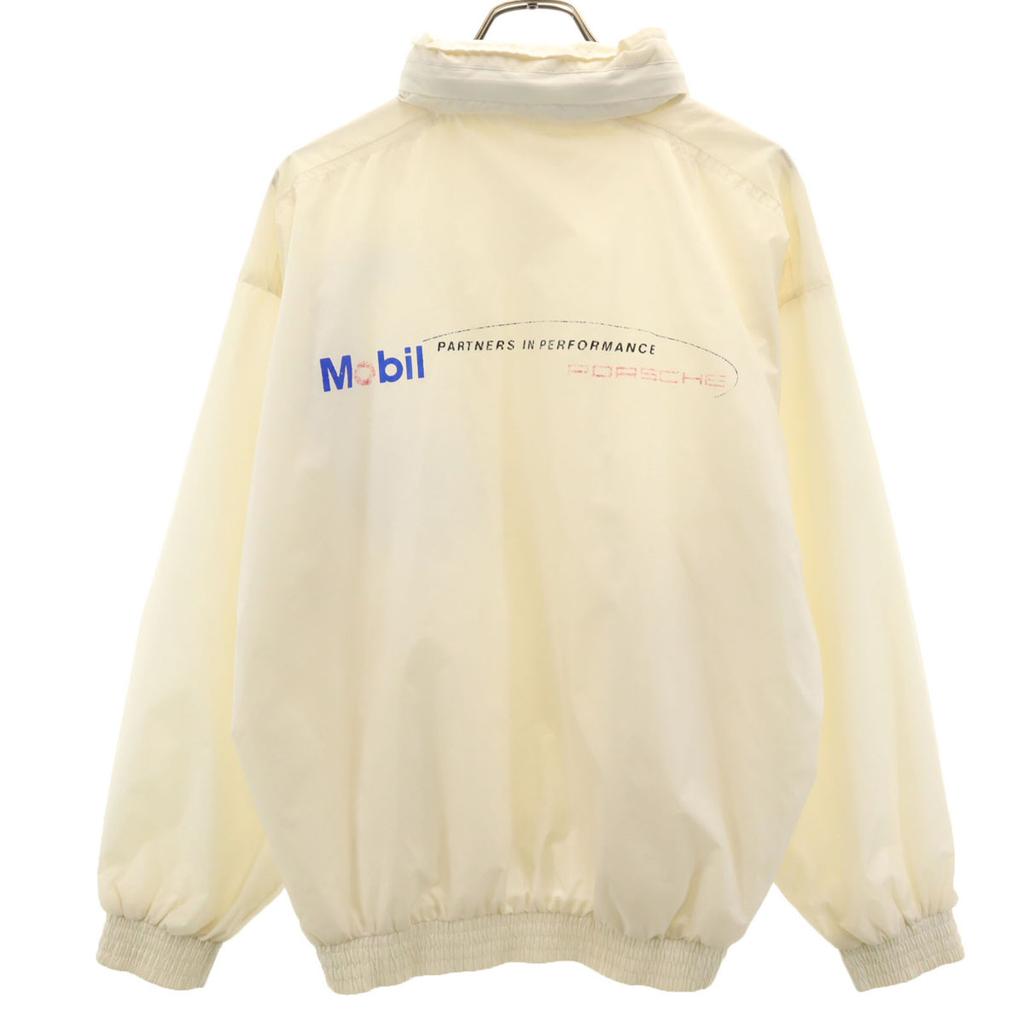 Mobil-F1 90s Old Company Jacket L white Hooded Men's Used