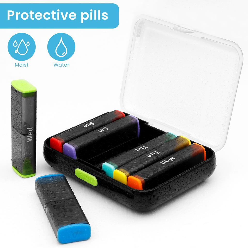 Weekly 7 Days Pill Container 14 Slots Morning Evening Pill Storage Box Medications Portable Supplements Vitamins