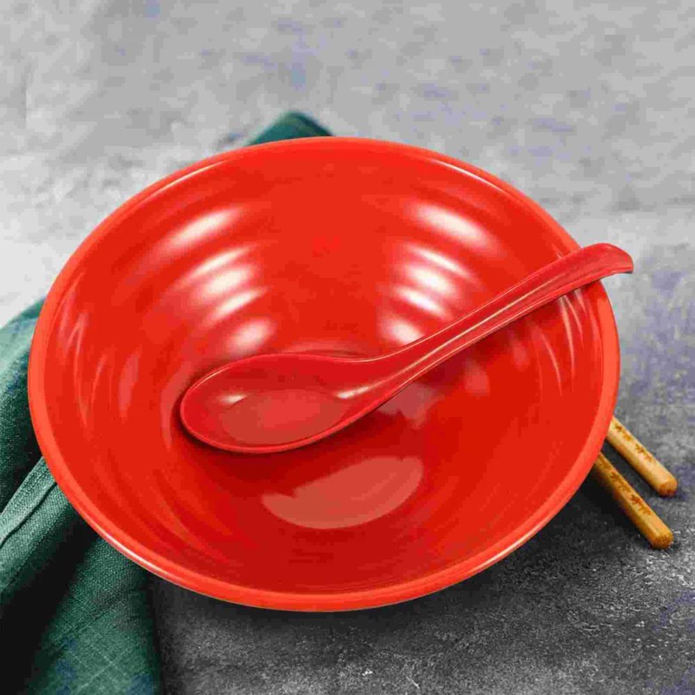 Red and Black Fruit Salad Bowl Ring Striped Pattern Soup Bowl Household Ramen Bowl Restaurant