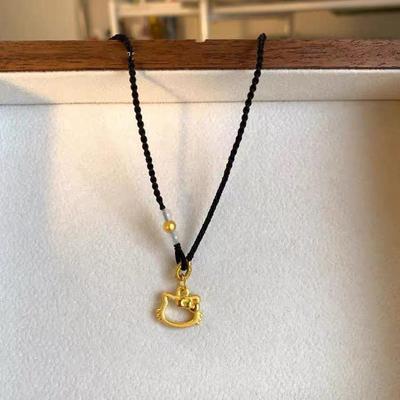 Elegante Retro Gold KT Katzenanhänger Halskette mit Hohldesign
