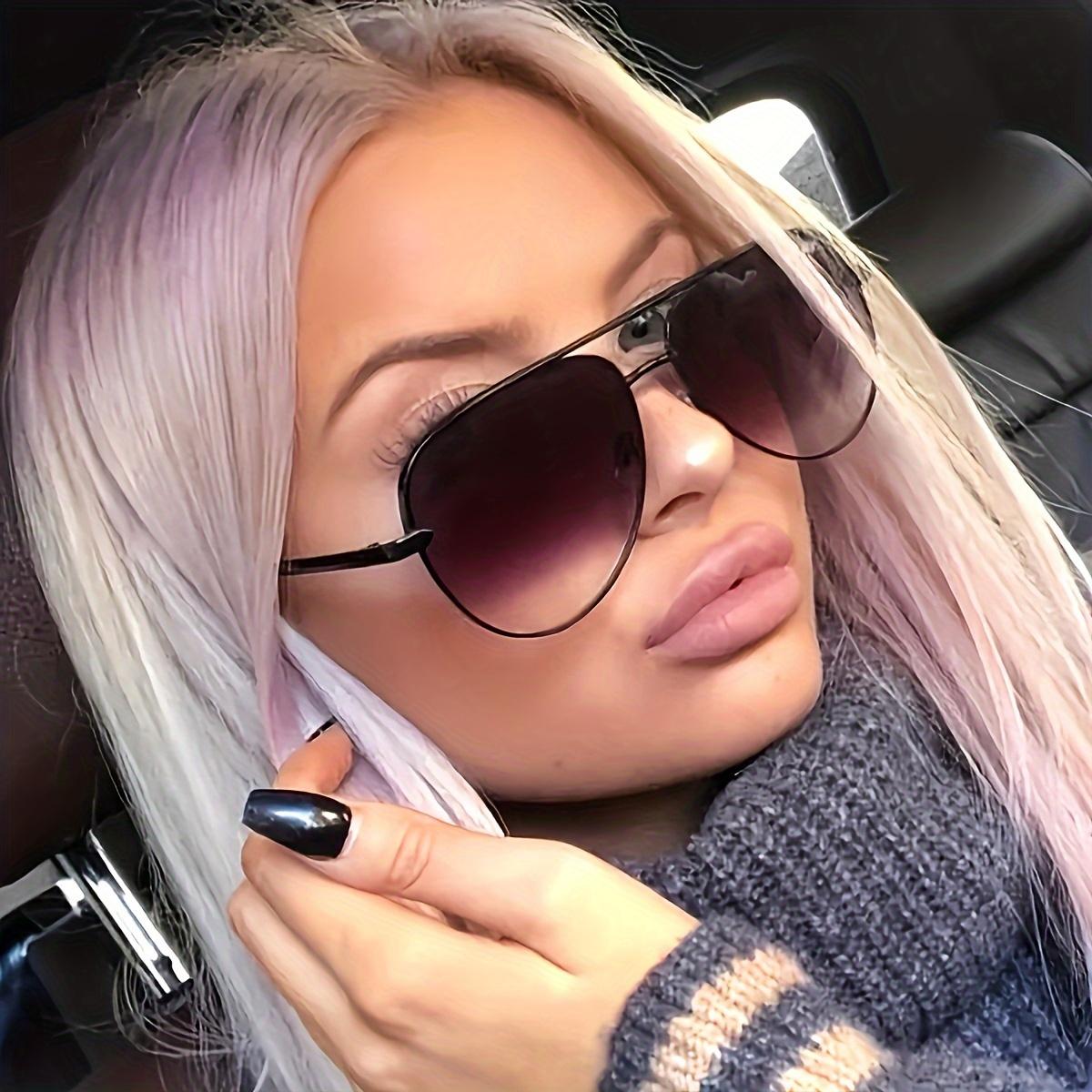 Creative Homewares Women's Vibrant Oversize Frame Gradient Color Lens Fashion Glasses Stylish Outdoor Driving Shade Decoration Trendy Eyewear Accessories
