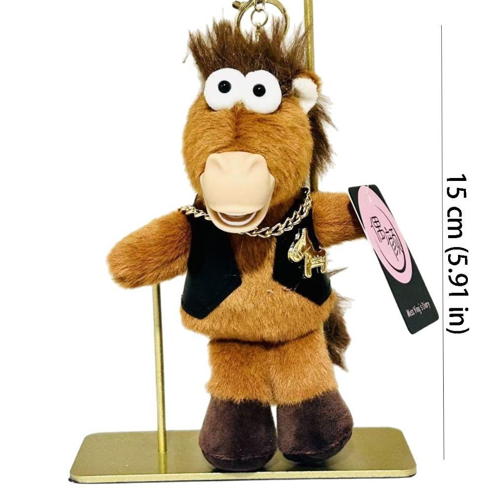 Quirky Pony Pendant Fun Stuffed Animal Keyring Cartoon Steed Doll  Chinese New Year Gift