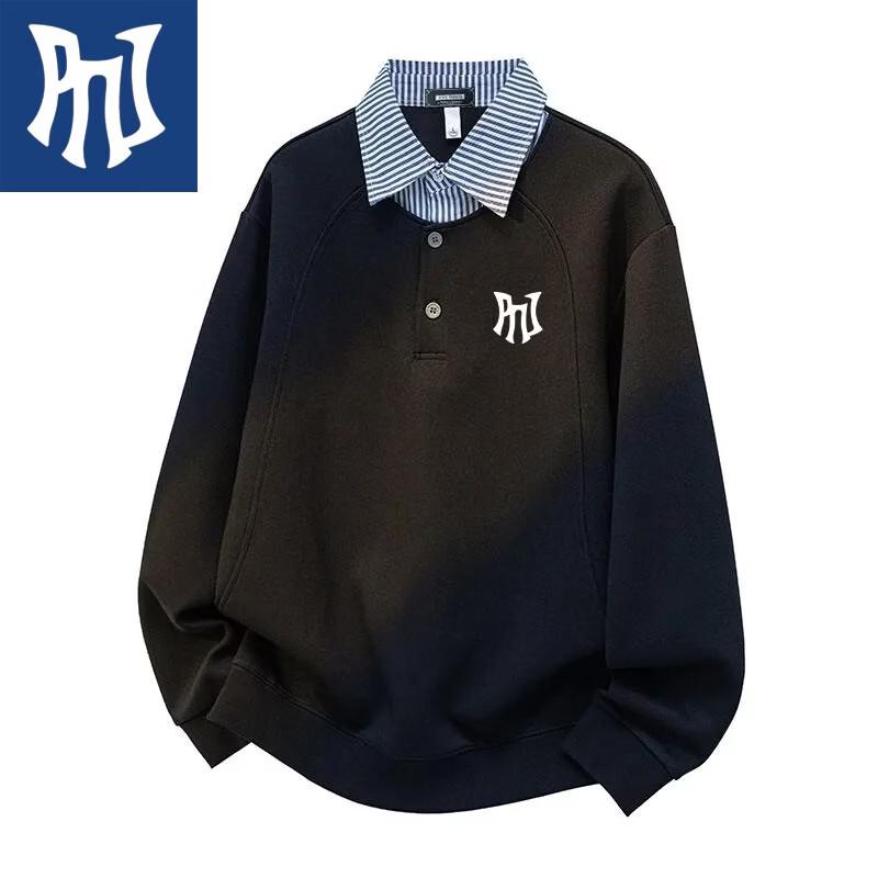 

PNJ Men s American Style Faux Two-Piece Collar Sweatshirt L