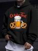 American/European Style Unisex Autumn/Winter Printed Hoodie Long-Sleeve Sweatshirt, Beer Bread Oktoberfest Themed Printed Hooded Sweatshirt, Continent