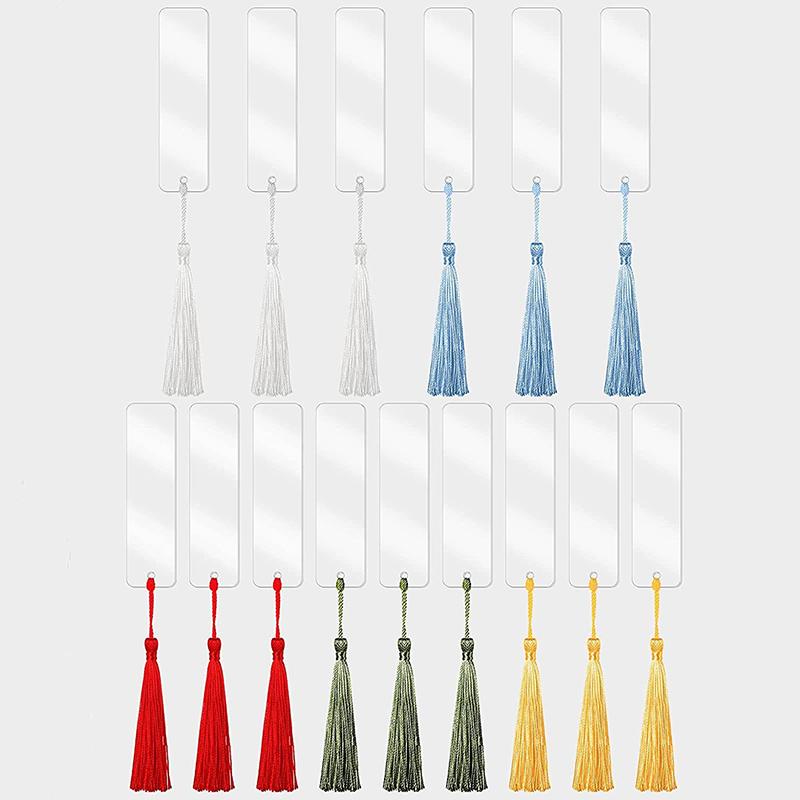 

WTEMPO Прямоугольные закладки «Сделай сам» с разноцветными кисточками, идеально подходящие для изготовления подвесок для сумок, специальные подарочные закладки для книголюбов и читателей 5set белый
