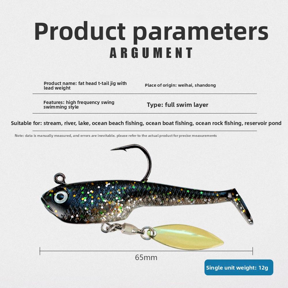 Shark-Like Lure 6-Piece Pack Lead-Weighted PVC Artificial Soft Bait Hooks Bionic Bass Freshwater Saltwater Fishing