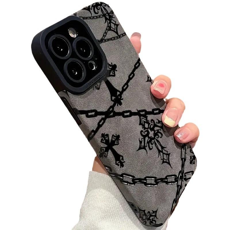 Retro Fur Necklace Cross Suitable for Apple 16promax Anti Fall Case 15 New IPhone 14