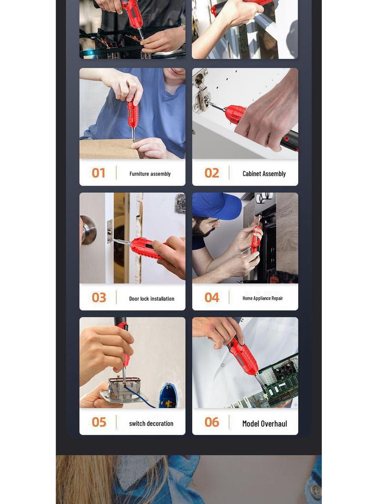 Compact Rechargeable Electric Screwdriver Set with Multi-functional Bits for Household Use
