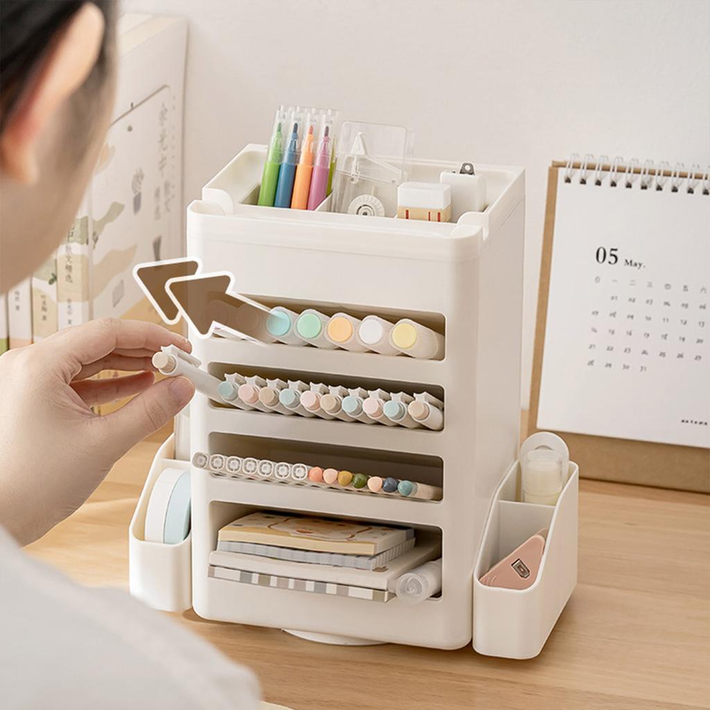 Rotating Desk Pen Holder with Checklist Task Board 360 Degree Rotatable Pen Organizer Obliqued Pencil Storage Holder