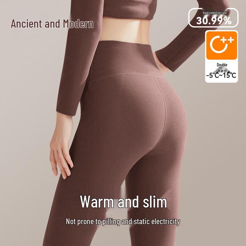 

Gujin Women s High-Waist Wool Blend Thermal Leggings L