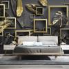 3D Photo Wallpaper Murals Modern Creative Golden Leaf 3D Stereoscopic Geometric Living Room Sofa TV Background Wall Mural Sticker