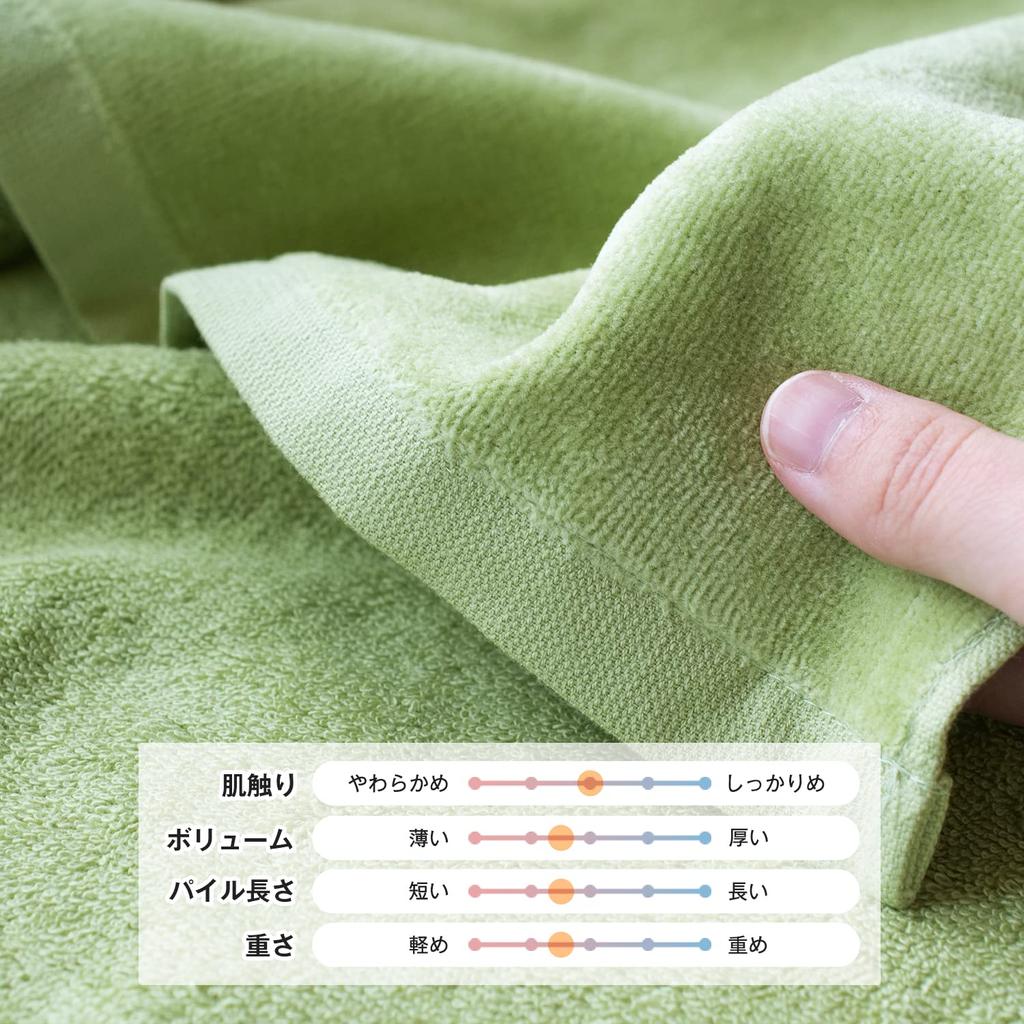 Bloom Imabari Towel Bath Set of Baby for Shirred Made In Cotton Green X Towels, 2, Color, 60x120cm, Newborns, Fabric, Japan, 100% (Moss White)