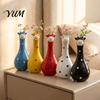 Cute Animal Shaped Floral Container Polka Dot Giraffe Vase, Hand-painted Resin Flower Creative Big-mouthed Unique Home Decor Accents Holder for Living