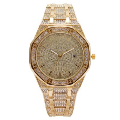 Octagonal Diamond-Set Women's Fashion Calendar Watch