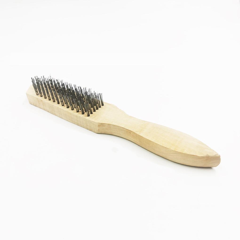 Wood Handle Oven Brush Indoor Pan Barbeque Grill Rust Removal Steel Wire Brushes Cookware Cleaning Tool Kitchen Accessory