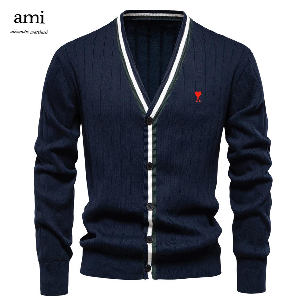 AMI 2025 Herbst/Winter Neue Strickjacke mit V-Ausschnitt und langen Ärmeln für Herren