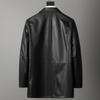 Autumn and Winter New Men's Genuine Leather Jacket Men's Mid-length Cowhide Leather Jacket Lapel Jacket Business Men's Wear