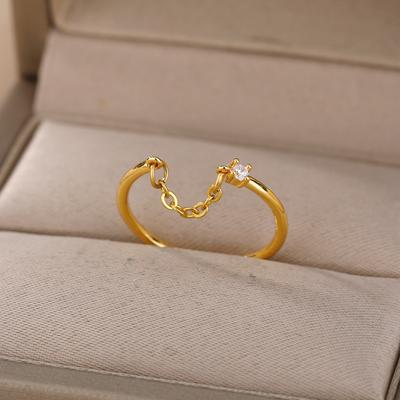 Coole Fingerkettenringe Für Damen Edelstahl Zirkon Rund Punk Cool Hip Hop Ringe Schmuck Weihnachtsfeier Geschenk Bijoux Femme