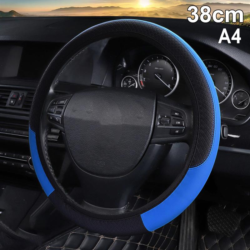 Car Steering Wheel Protective Cover Universal Breathable Elastic Band Anti Slip Pu Leather Steering Covers Suitable 38Cm U-60