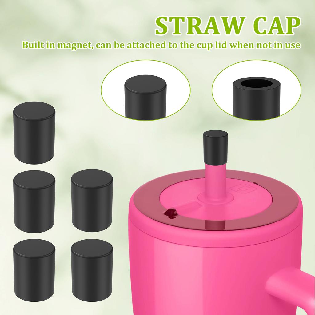 6Pcs Magnetic Straw Cap Silicone Enclosed Magnet Design Straw Cover Protector Compatible with BrüMate All Era and Resa Bottle