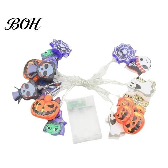 Portable Halloween Props String Lights, 10/20 LED Spooky Pumpkin Ghost Fairy Light, Battery Easy Install Hanging Lights Operated for Indoor