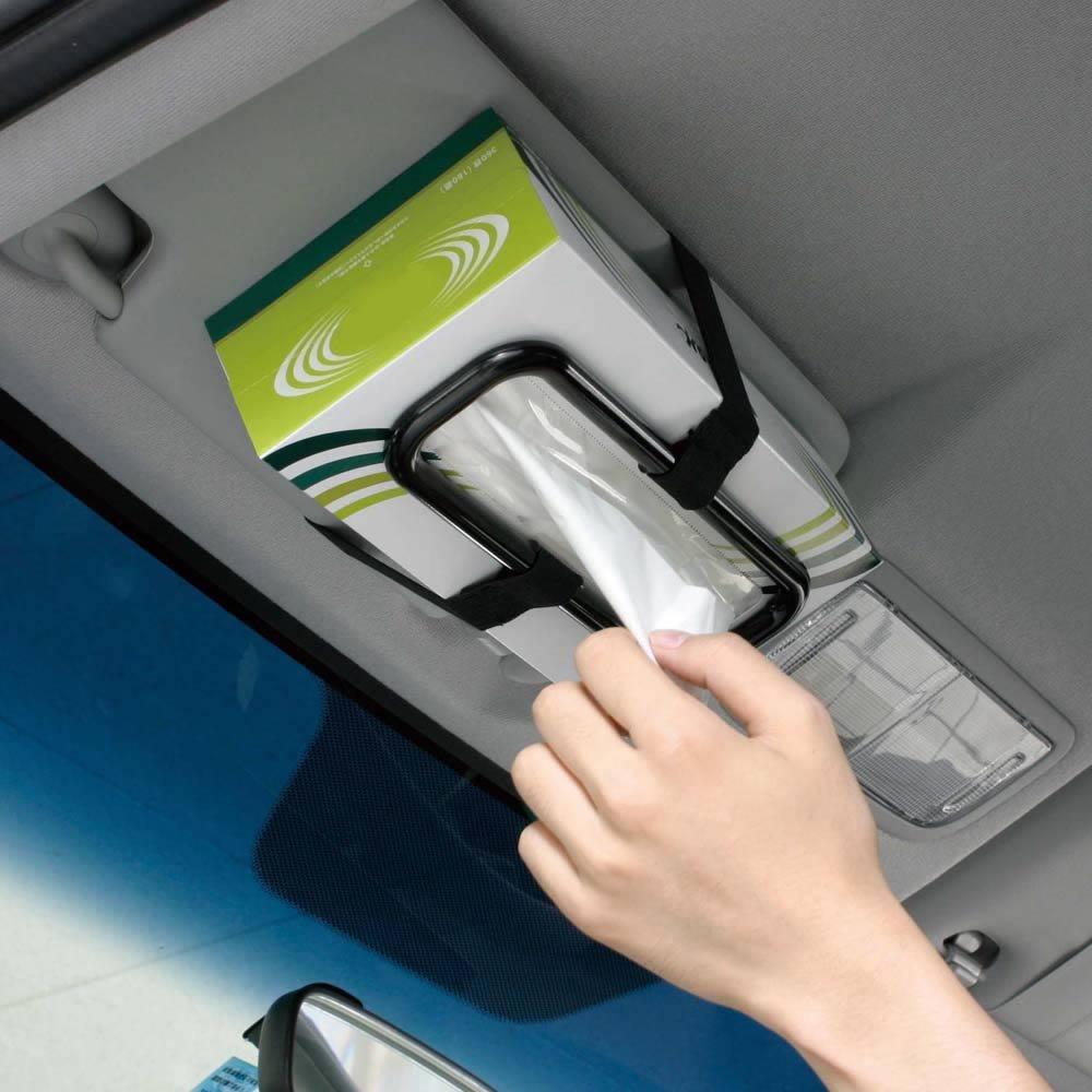 Napolex JK-61 Tissue Box Holder, Vehicle-Use, Black, Easy Sun Visor or Headrest Installation, Universal