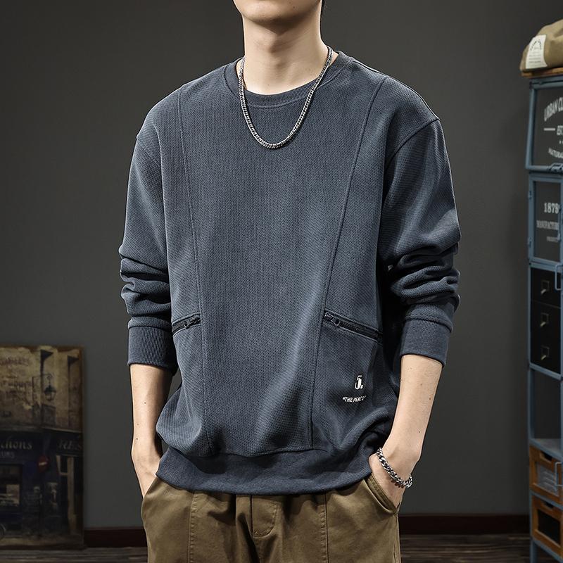 Осенний американский инструментальный мужской свитер с карманом на молнии — фото 7