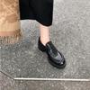 Small Leather Shoes Women's Retro British Style Single Shoes Leather Single Shoes Thick Heel Loafers Autumn and Winter New Models Explosion