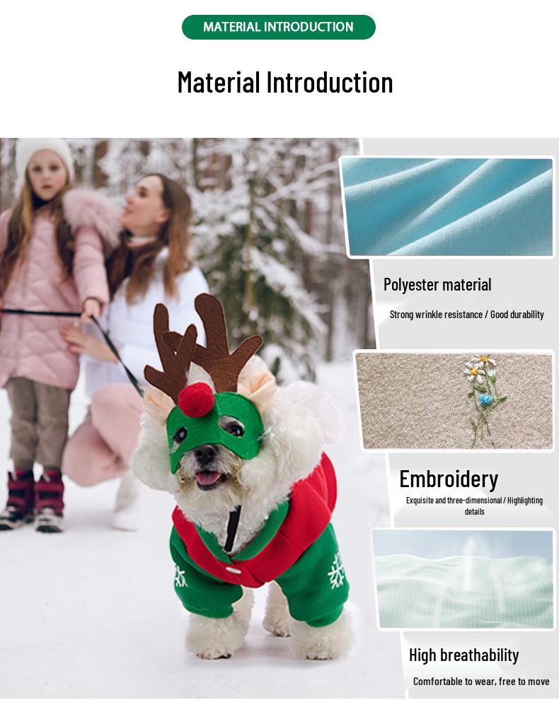 Festive Small Dog Costume with Wing Decoration for Autumn, Winter, Christmas & Halloween