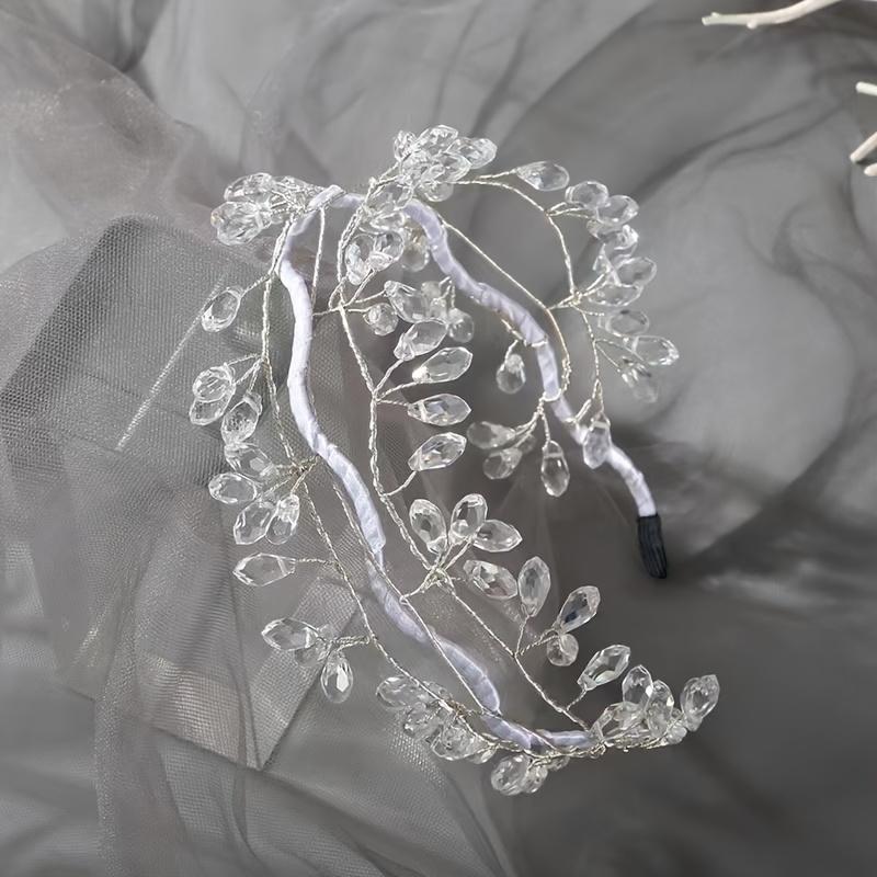 Handmade Black Crystal Branch Headband Female Fashion Elegant Mori Style Super Temperament Headband High-End Hair Clip