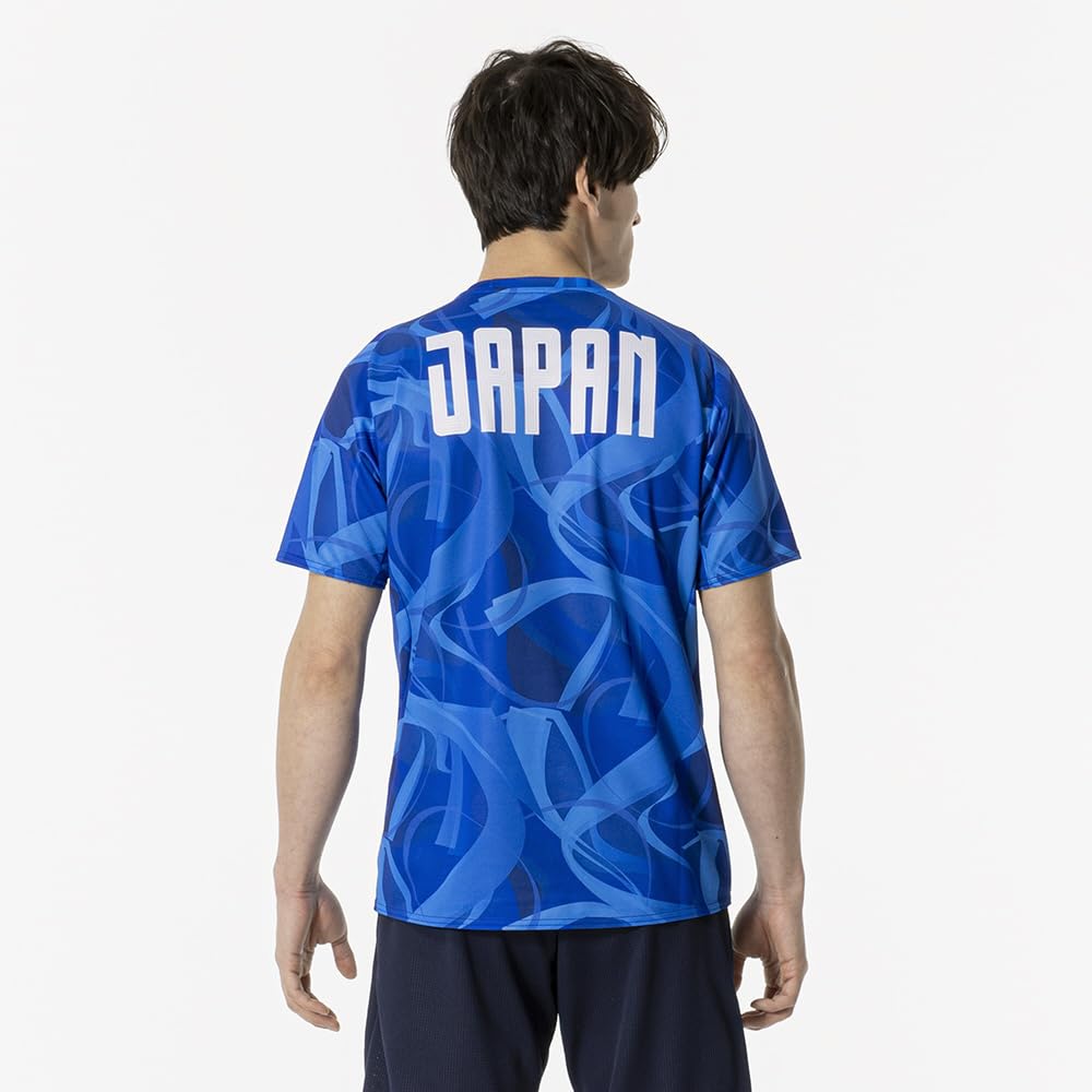 Mizuno Support T-Shirt with JAPAN Logo, Player-Inspired, Unisex, Kids' Sizes Available, MUGEN GRAPHIC 32MABPC1, Directoire Blue, Size 140