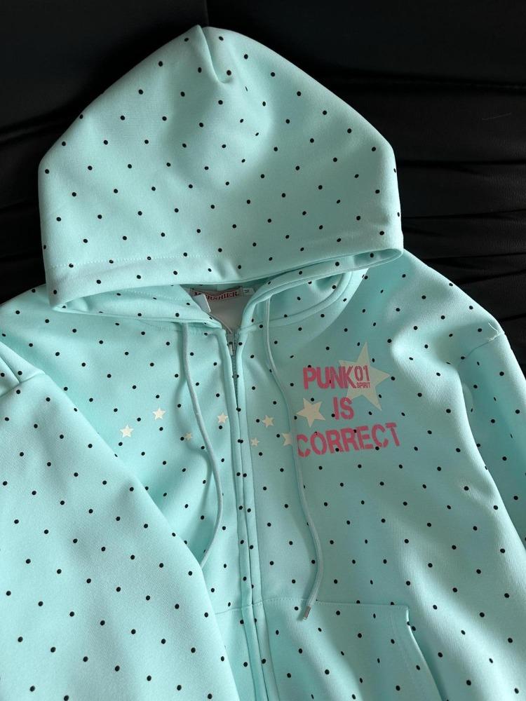Felpe Stile Americano a Pois e Stelle Nuova Moda Primavera Stampa Lettere con Cappuccio Donna Y2k Dolce Ampia Casual Giacca Nuova 2026