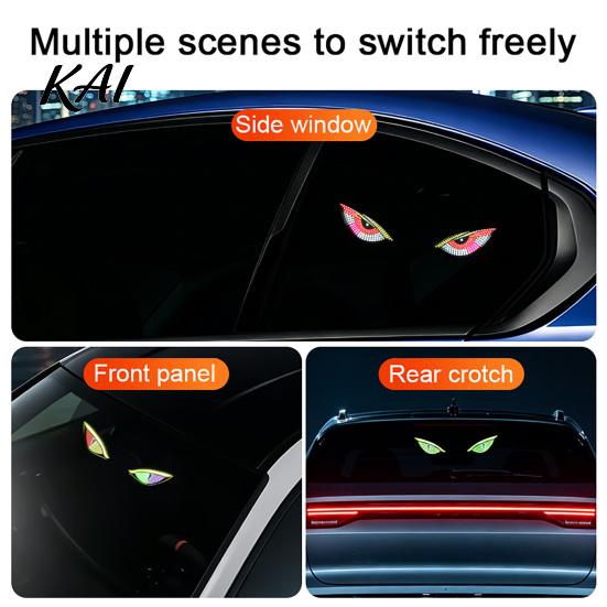 Type-c Rechargeable Car Accessories Solar Demon Eyes LED Light, USB Wireless Animated Eye Warning Lights for Windshield Modified Vehicle Exterior