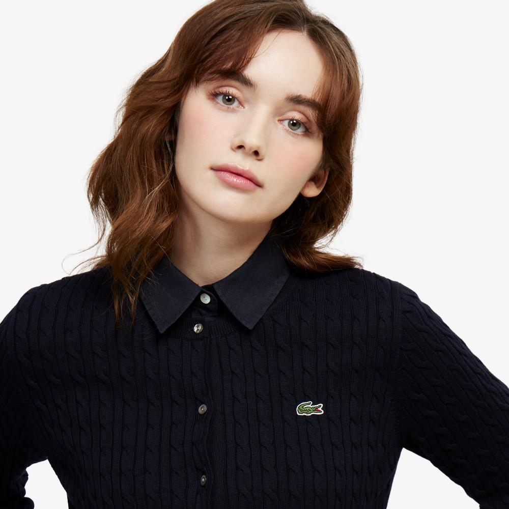[lacoste] Women's Cable Long Sleeve Cardigan AF218E-56GHDE