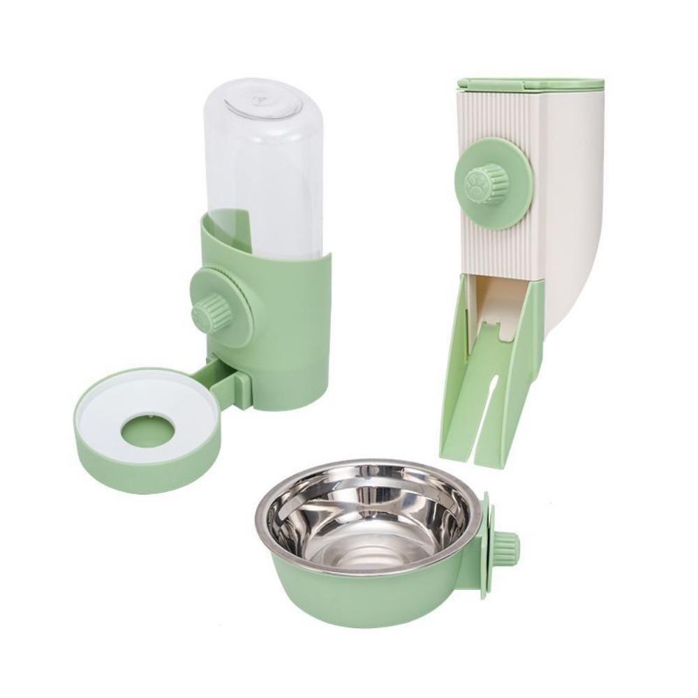 Hanging Automatic Pet Cat Food Feeder with 30oz Bowl and 500ml Water Dispenser Bunny Gravity Feeding Station Waterer Set Feeder