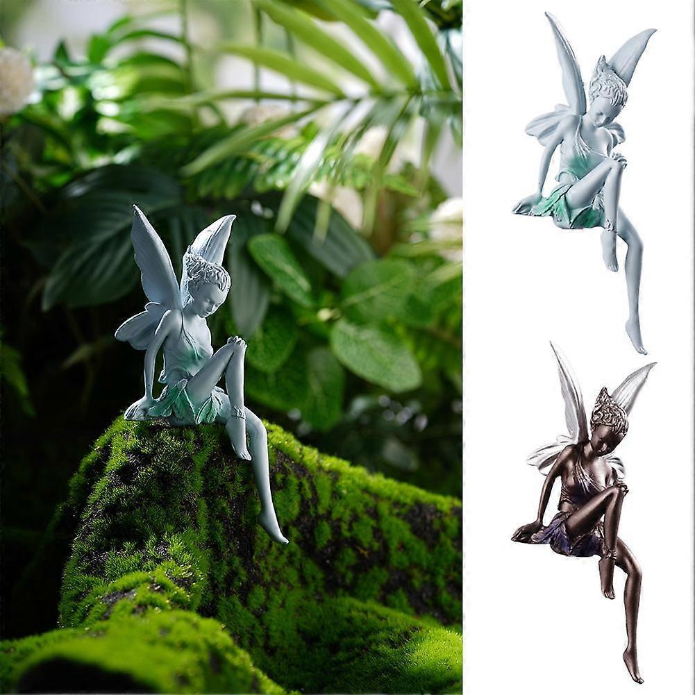 Home Decor Flute Fairy Sitting Garden Statue Outdoor Resin Sculp