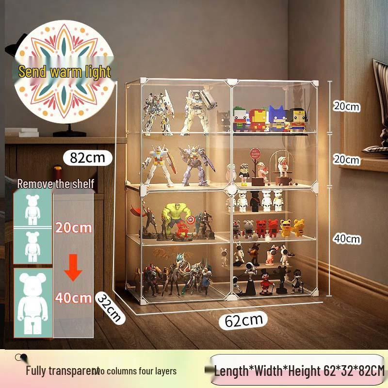 Transparent Lego Brick Display Cabinet: Dustproof Acrylic Storage for Figurines