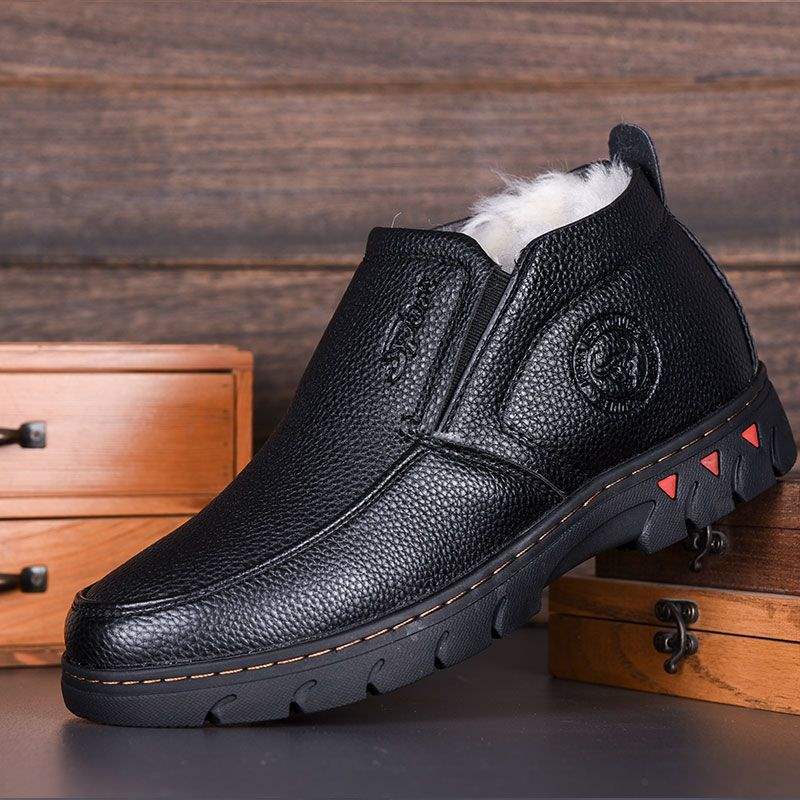 Winter new men's warm and cold cotton shoes high-top velvet thickened wool dad shoes versatile casual men's leather shoes