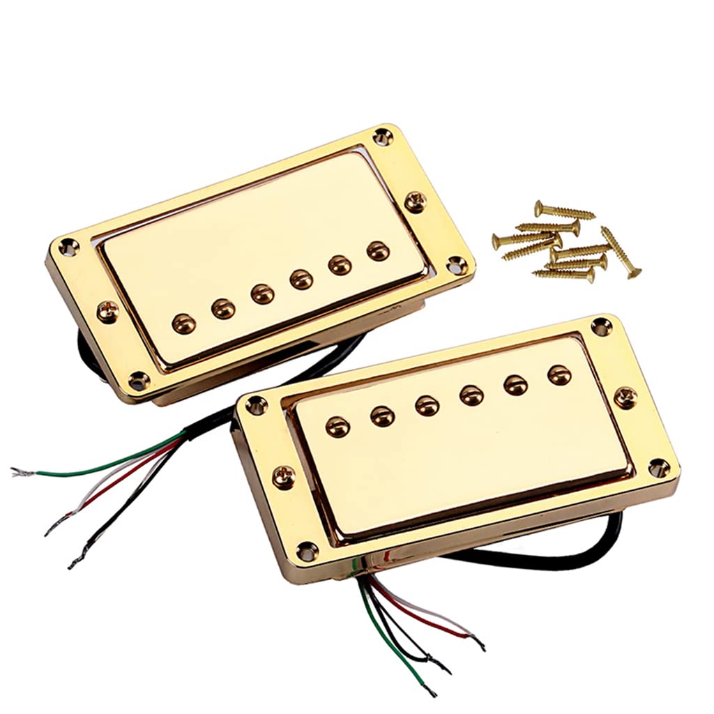 Ogdni Guitar Humbucker Pickup Double Coil Neck and Bridge Pickup Replacement Parts for LP Electric Guitars Set, (Gold)