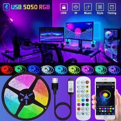 Bluetooth LED světelné proužky 5050 5V 5-30M USB LED páska Páska Bluetooth podsvícení Telefon APP TV světlo