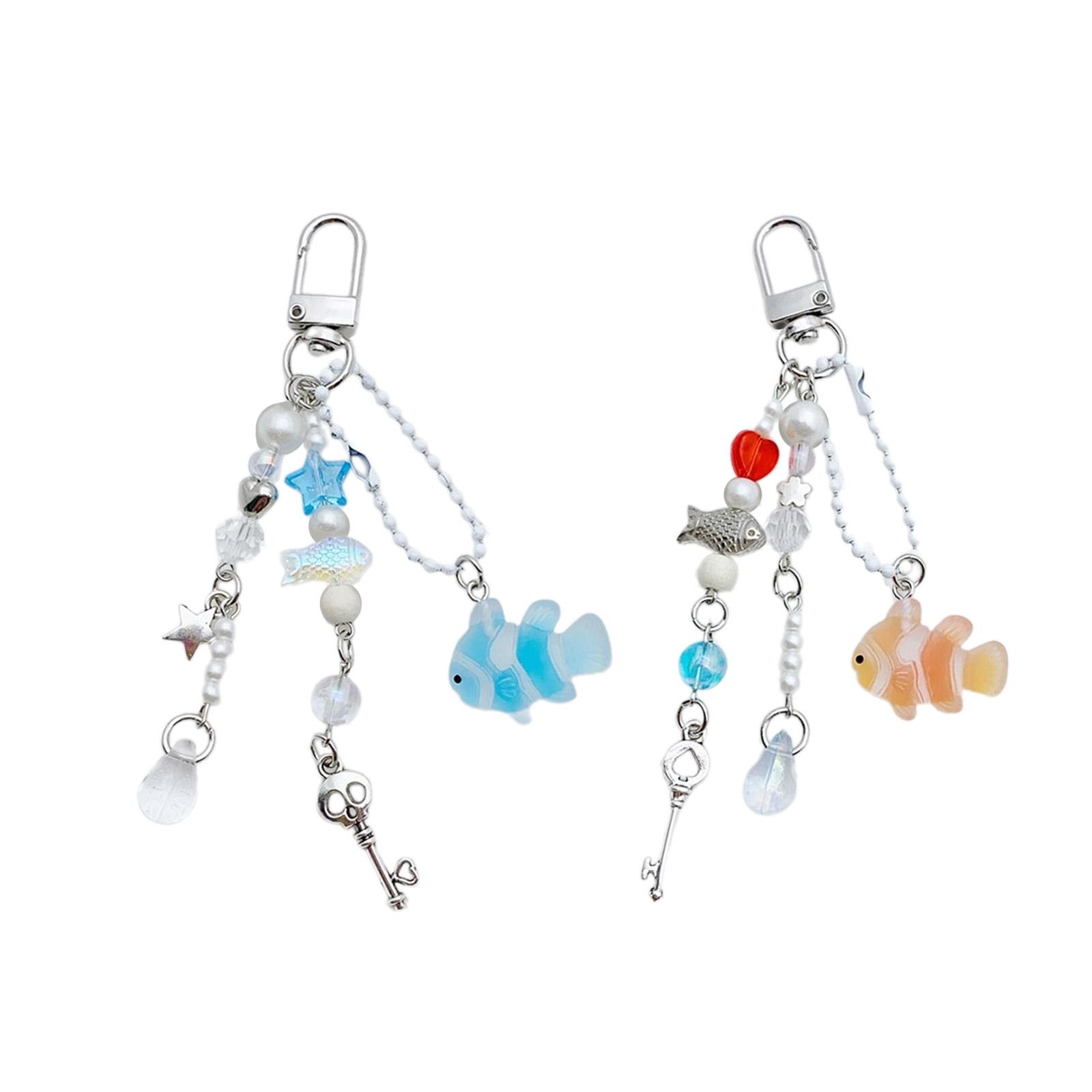 

Вдохновленный океаном брелок с бусинами в виде рыбы-клоуна, креативный брелок для пары, подвеска для переносной сумки и аксессуар для телефона 2pcs разноцветный