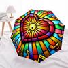 1pc Music StainedGlass Automatic Open/close Umbrella, 8-Rib sturdy structure, Auto Folding/Opening, Portable Travel Umbrella for Women,116