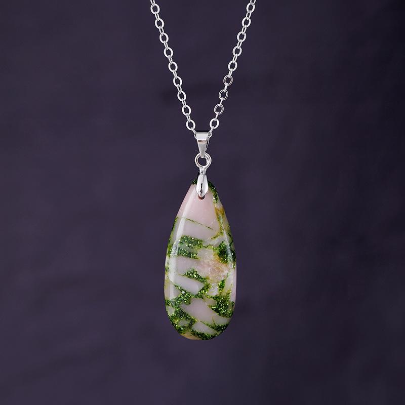 Luxury European and American fashion light luxury simple natural stone water drop pendant French short scarf necklace Choker jewelry