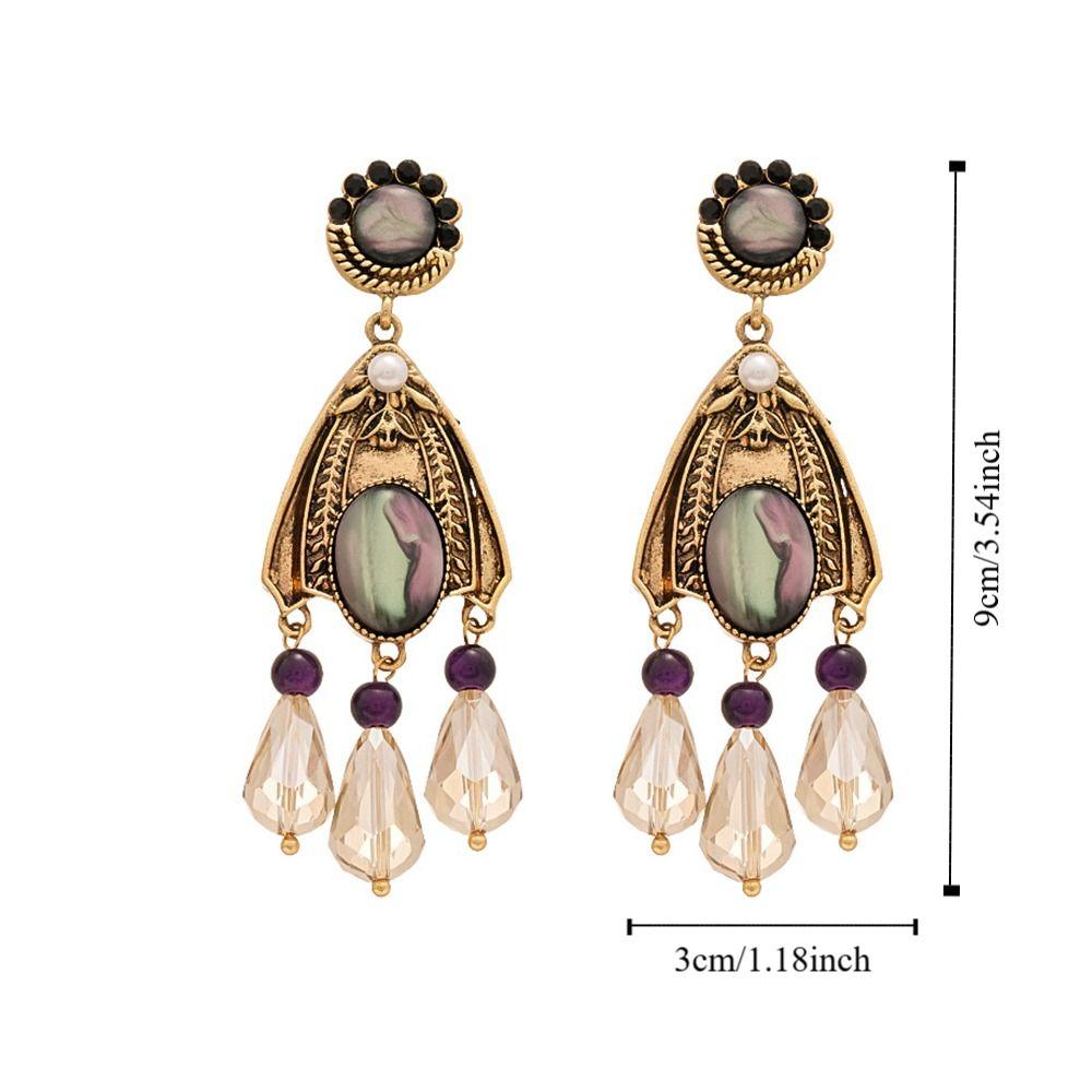 Inlaid Rhinestones French Waterdrop Earrings Imitation Pearl Long Tassels Dangle Earrings  Women