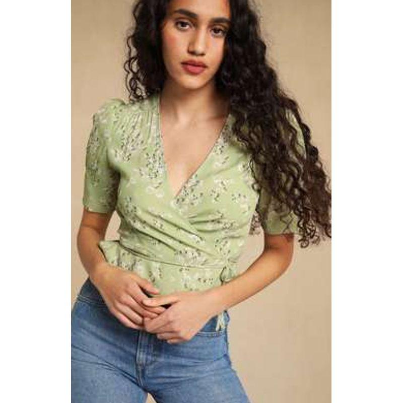 

RR & II Crepe De Chine Beautiful French Floral Cross Shirt V-neck One Piece Fancy Original Single Export Export Tops Image color L