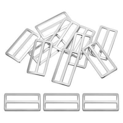 Flat Metal Slide Buckle 10pcs Slider Webbing Strap Belt Adjuster Strap Keeper for Leather Craft DIY Bag Belt Wallet Making Silver [PATIKIL] 2"/50mm
